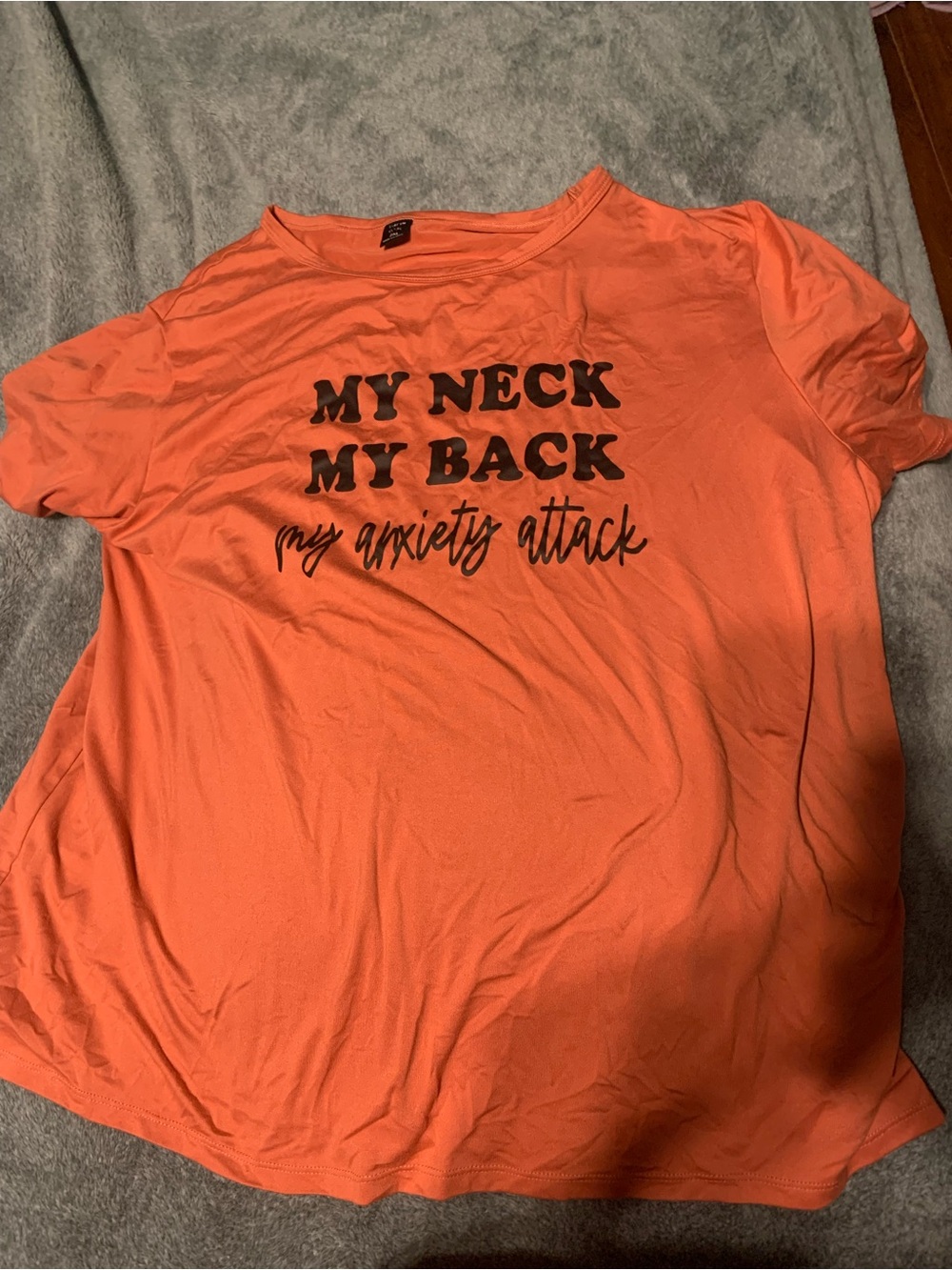SHEIN Orange Graphic Tee with Black Slogan
